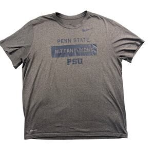 Penn State Nike T-Shirt Men's XXL Athletic Cut Dri Fit Heather Gray PSU Lions T